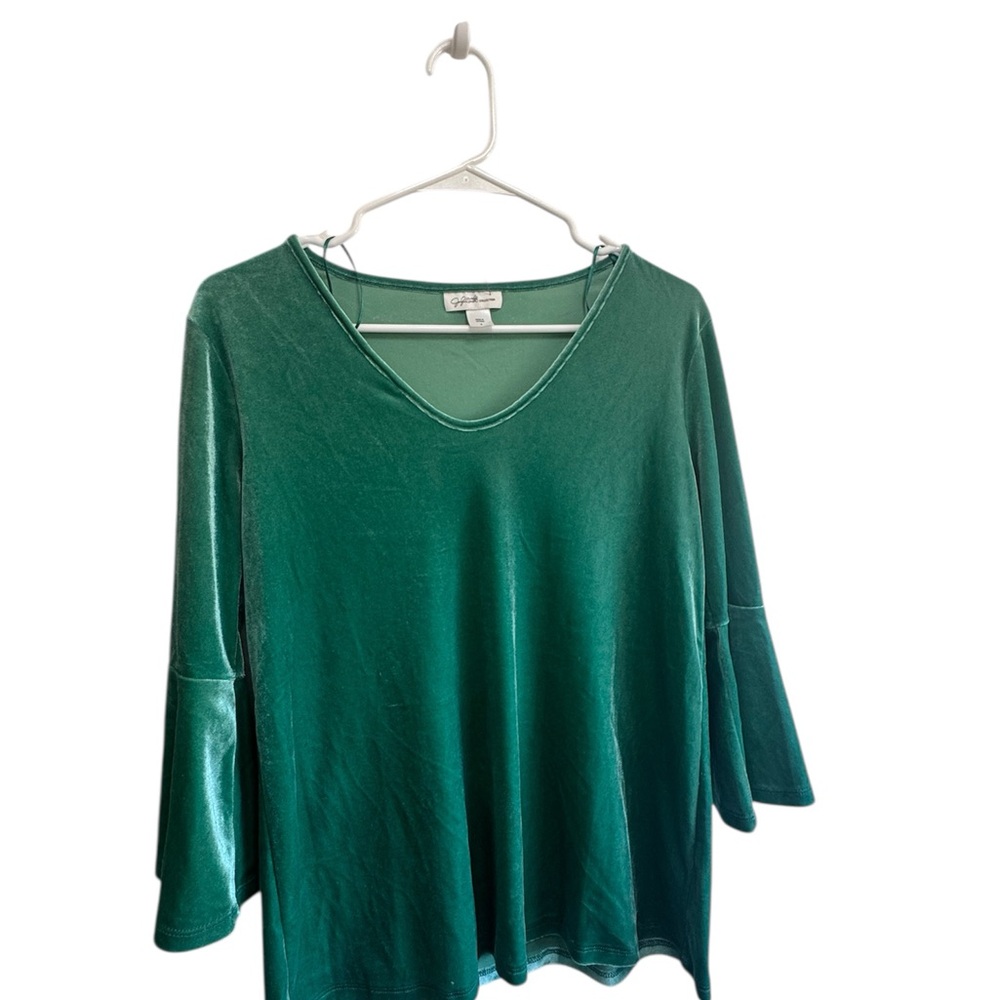 Jaclyn Smith Green 3/4 Sleeve Relaxed Blouse